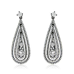 Multi-Layer Pavé Teardrop Drop Earrings