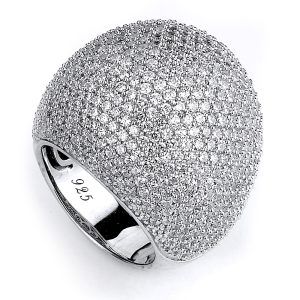 Sterling Silver Full Dome Micro-Pavé Statement Ring