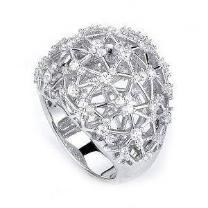 Sterling Silver Geometric Wire Web Dome Ring