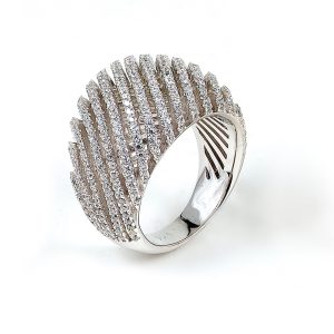 Sterling Silver Sliced Ribbed Dome Ring