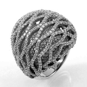 Sterling Silver Woven Ribbon Open-Work Dome Ring