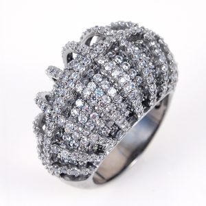 Sterling Silver Tiered Arched Ribbed Dome Ring